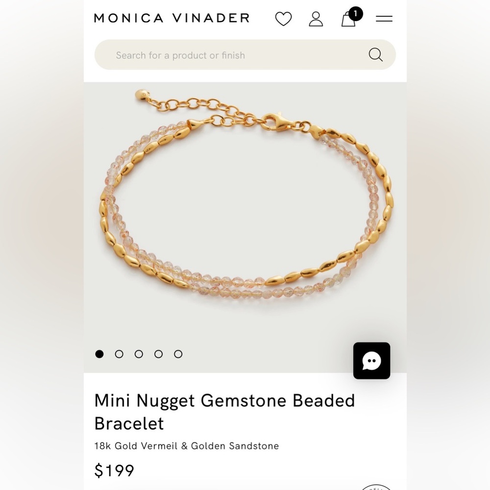 Monica Vinader Gold and Pink Gemstone Bracelet